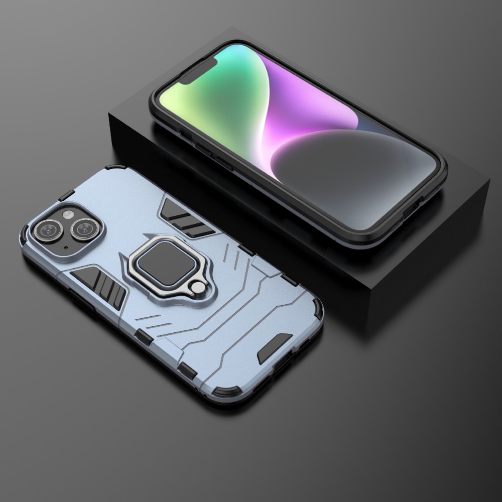  iPhone 15 Skal Hybrid Armor Ring Blå