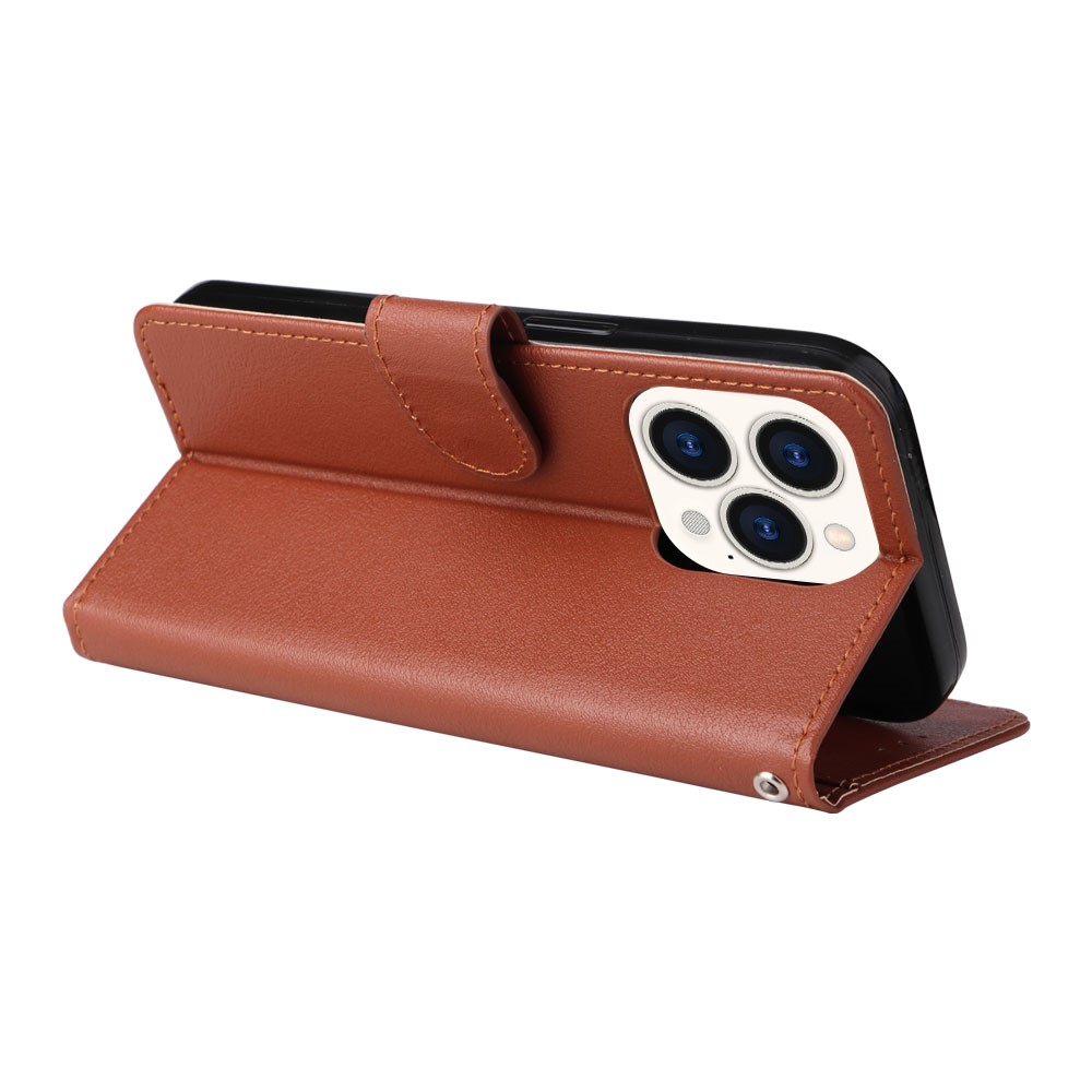  iPhone 15 Fodral Läder Med Snodd Brun