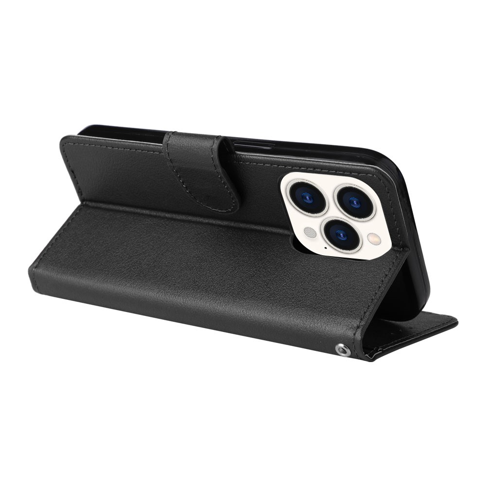  iPhone 15 Fodral Läder Med Snodd Svart