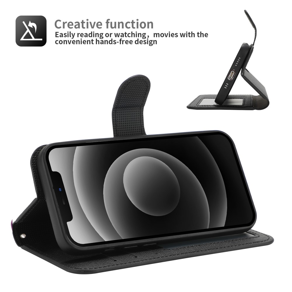  iPhone 15 2in1 Magnet Fodral Kryss Struktur Svart