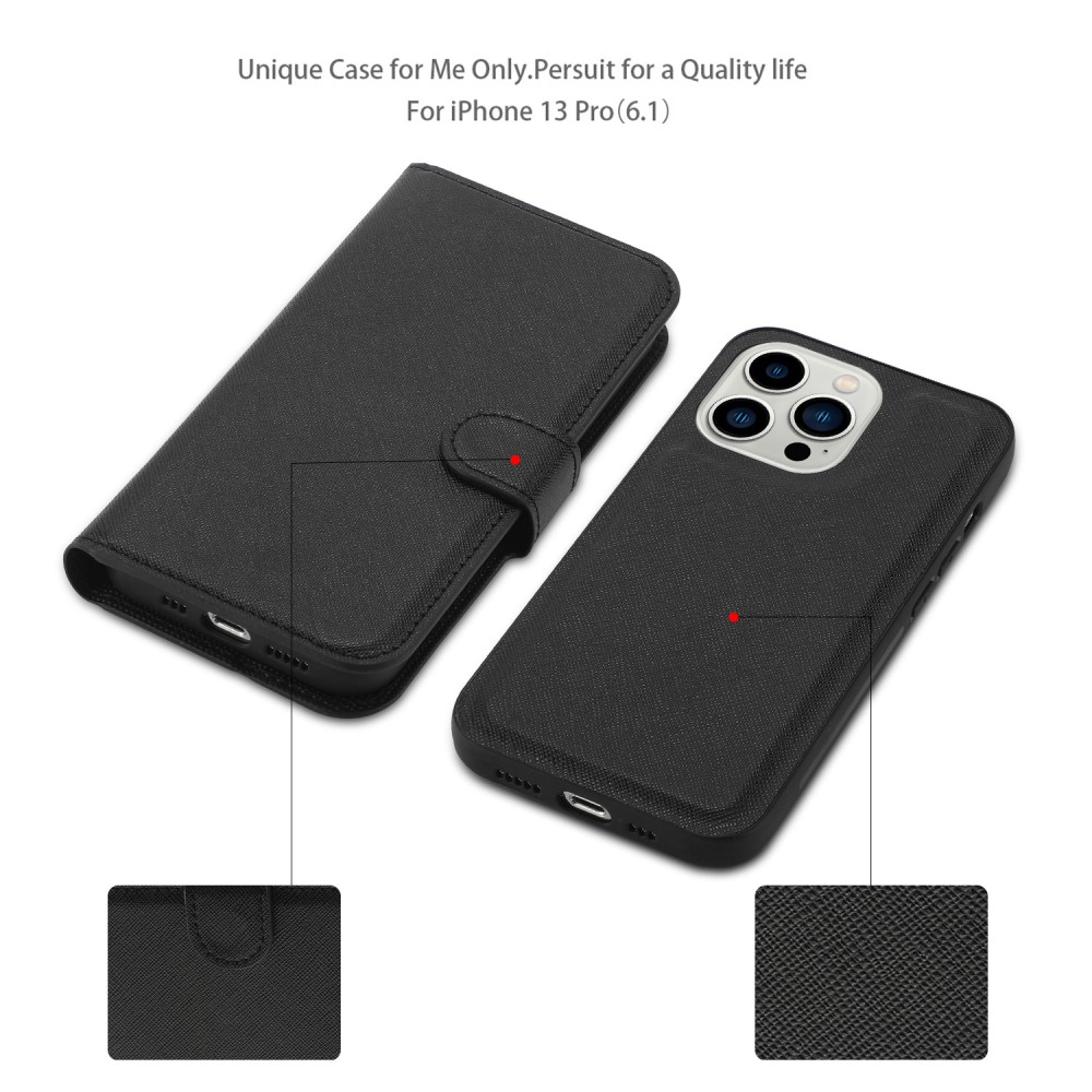  iPhone 15 2in1 Magnet Fodral Kryss Struktur Svart