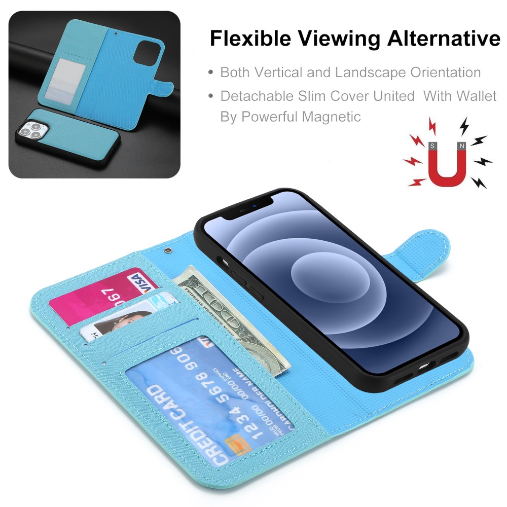  iPhone 15 2in1 Magnet Fodral Kryss Struktur Blå