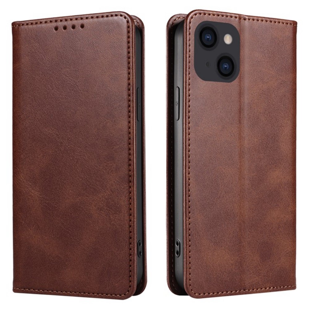  iPhone 15 Fodral Flip Läder Brun
