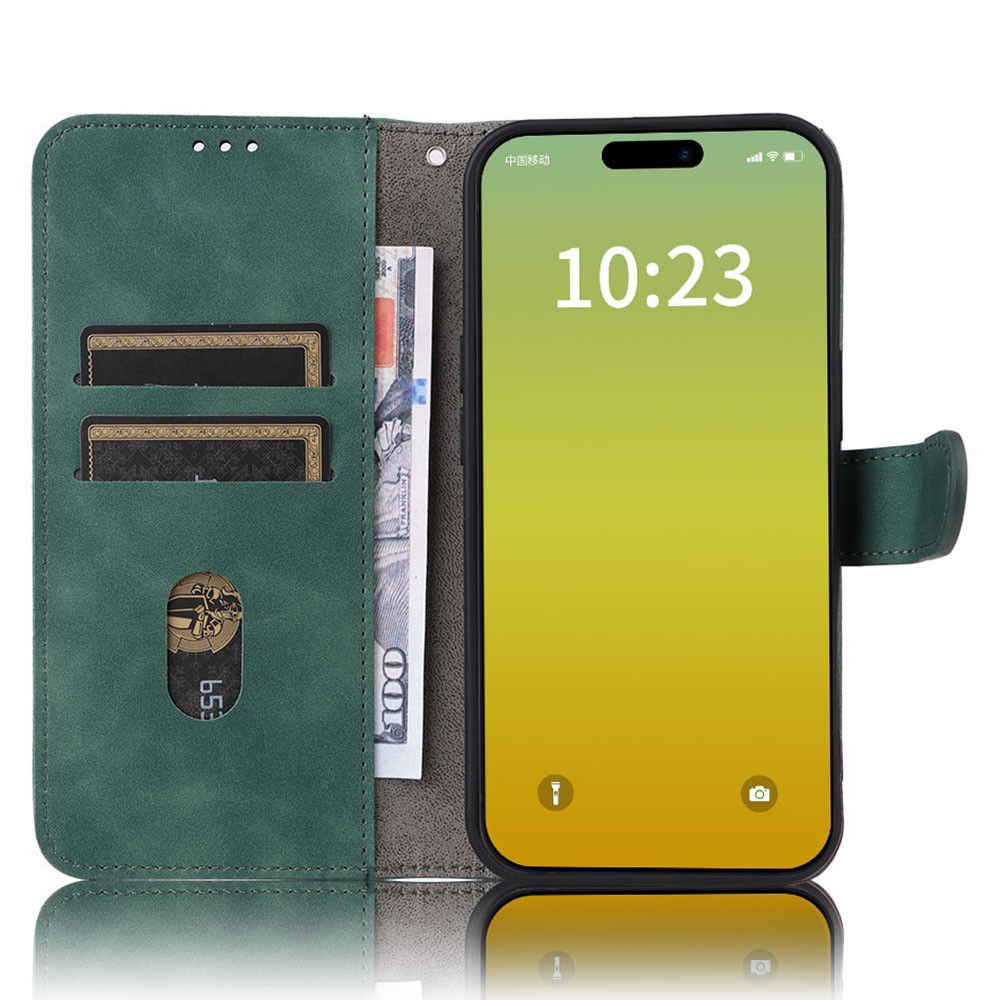  iPhone 15 Fodral Skin Touch Läder Grön