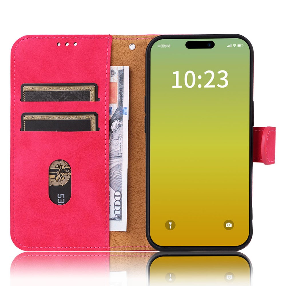  iPhone 15 Fodral Skin Touch Läder Rosa