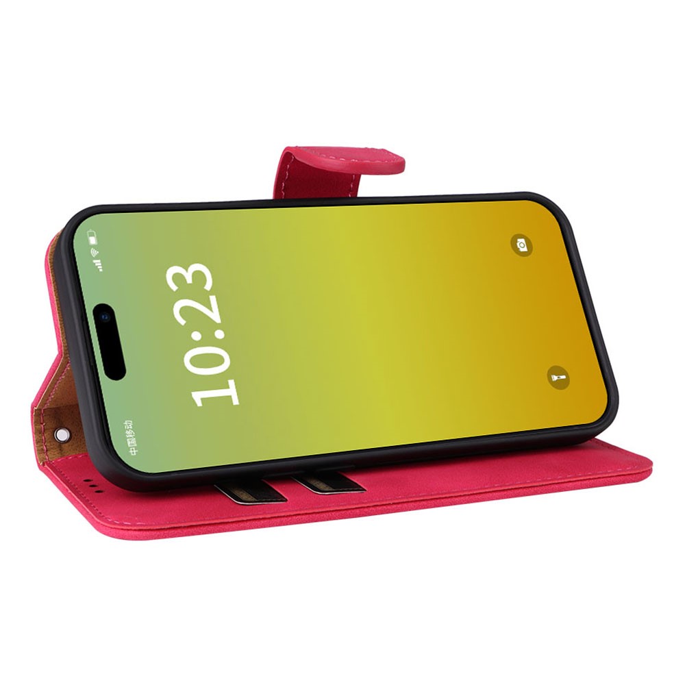  iPhone 15 Fodral Skin Touch Läder Rosa