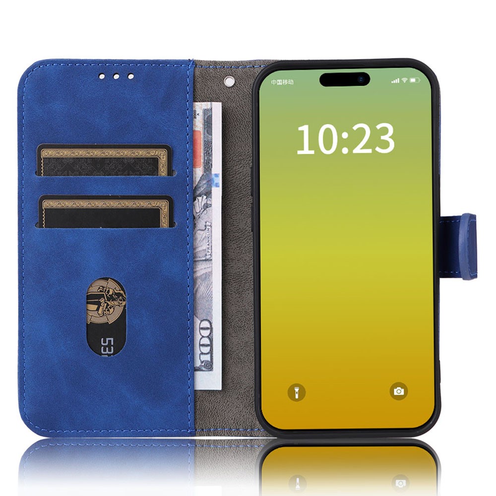  iPhone 15 Fodral Skin Touch Läder Blå