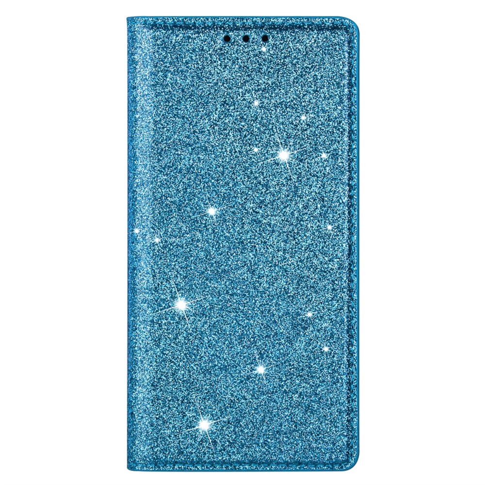  iPhone 15 Fodral Flip Glitter Blå