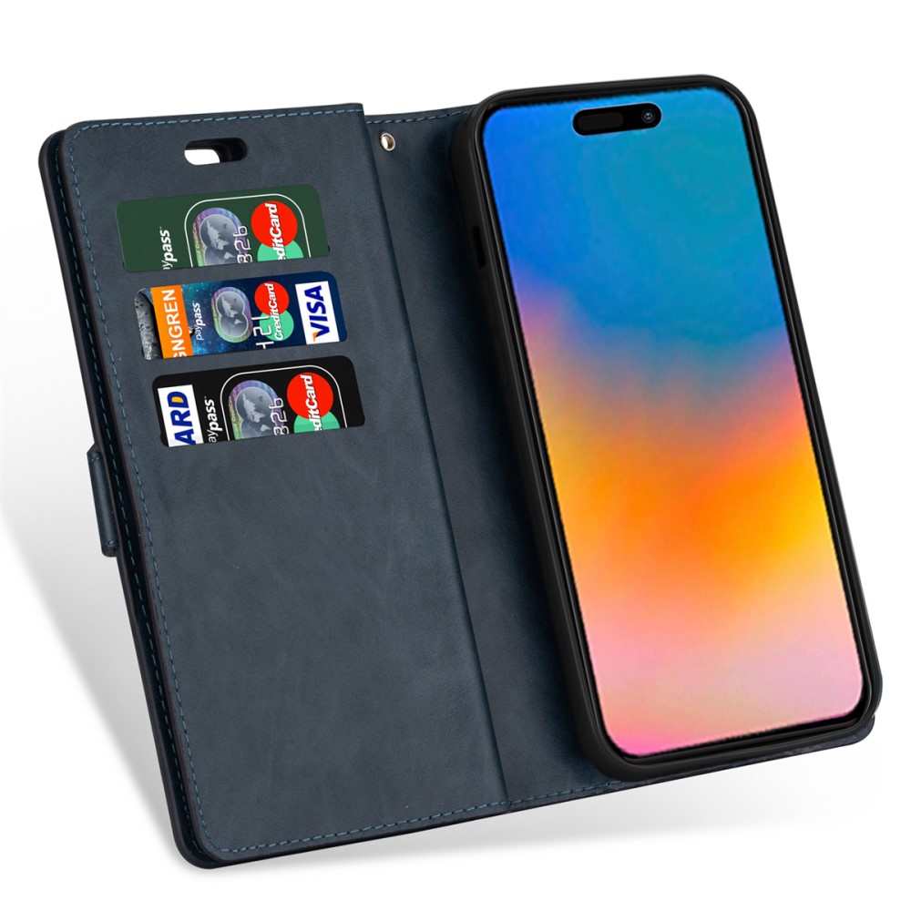  iPhone 15 Multifunktionellt Fodral Mörk Blå