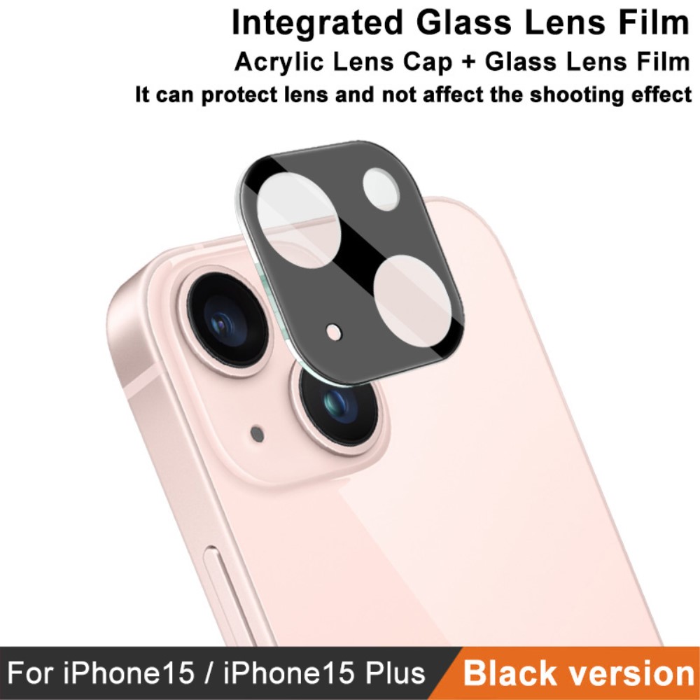 IMAK IMAK iPhone 15 / 15 Plus Linsskydd Akryl/Härdat Glas Svart