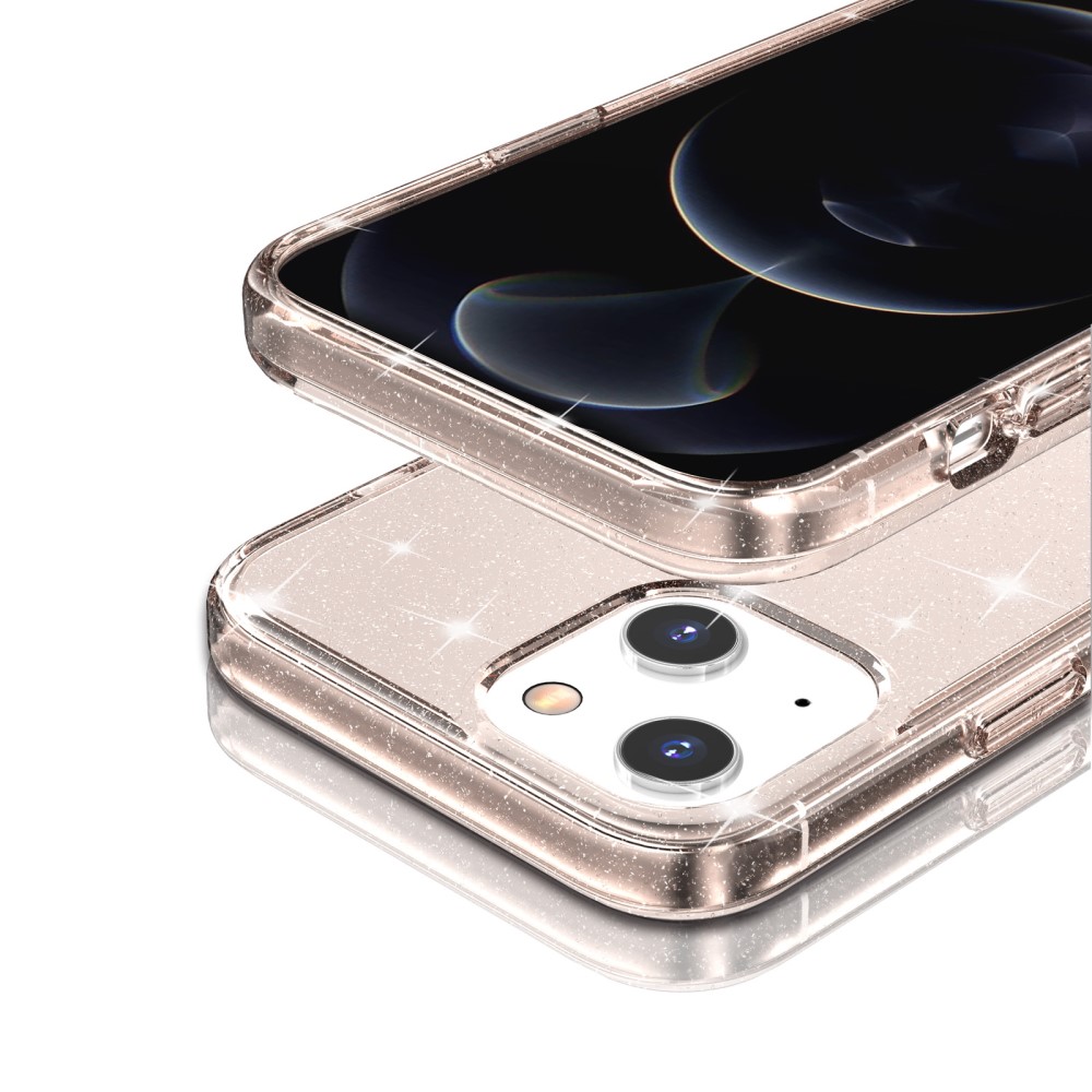  iPhone 15 Plus Skal Hybrid Glitter Guld
