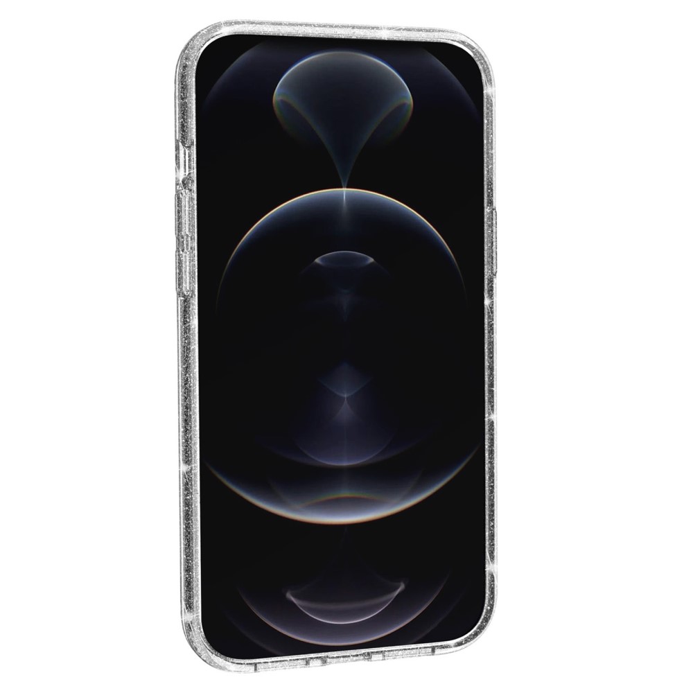  iPhone 15 Plus Skal Hybrid Glitter Vit
