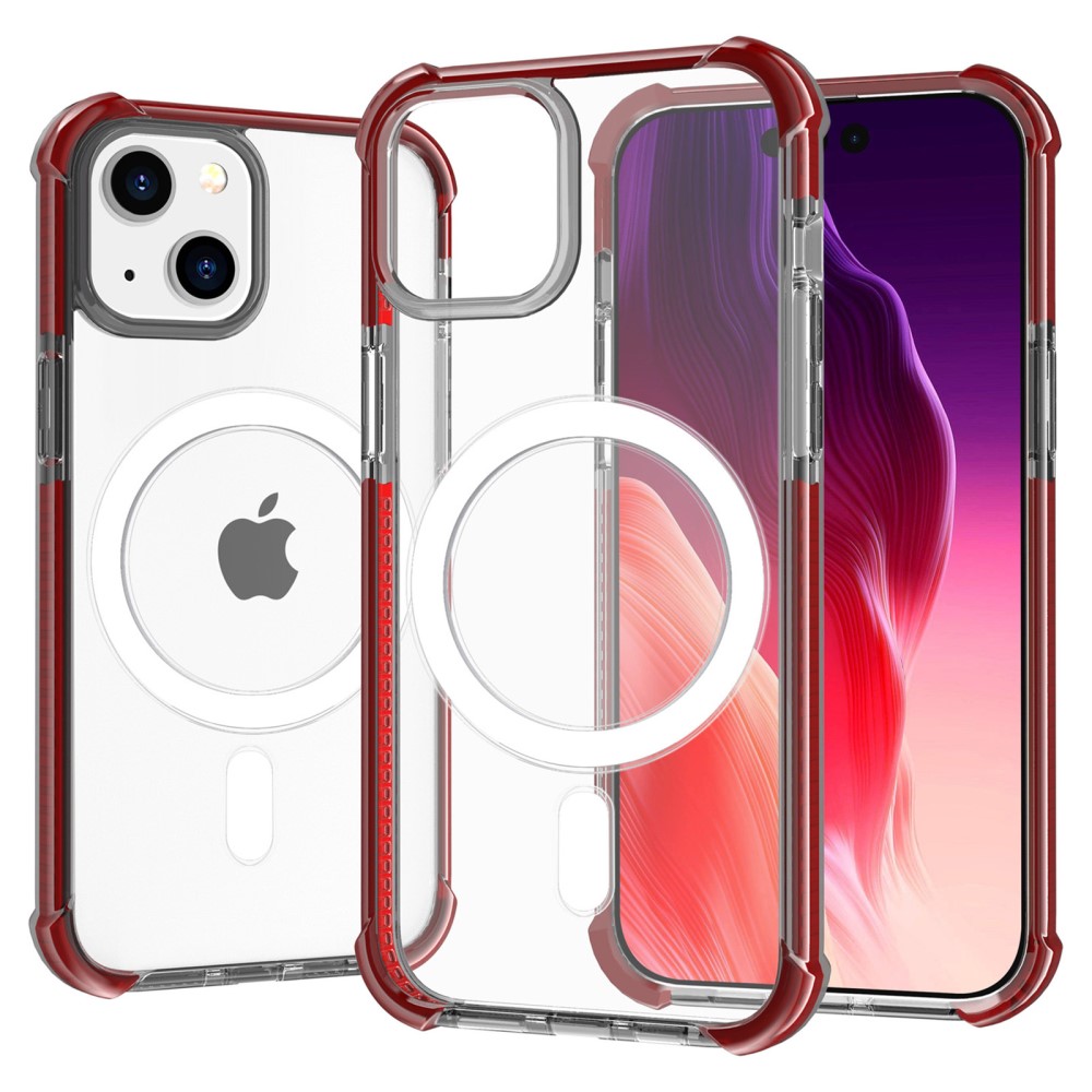  iPhone 15 Plus Skal MagSafe Shockproof Hybrid Vinröd