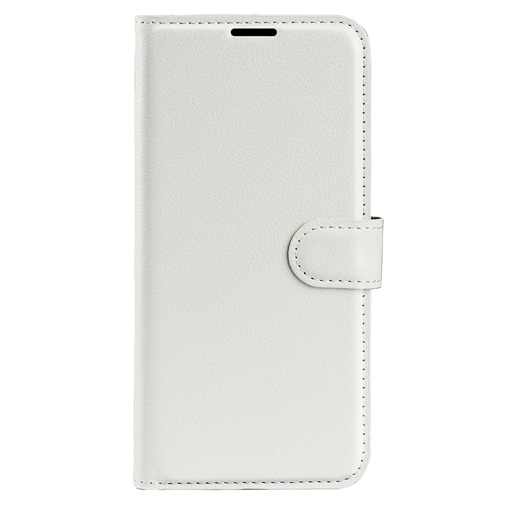  iPhone 15 Plus Fodral Litchi Textur Vit