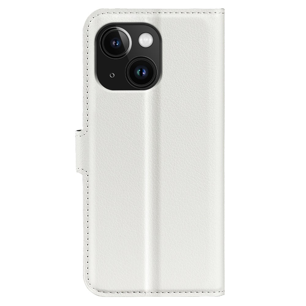  iPhone 15 Plus Fodral Litchi Textur Vit