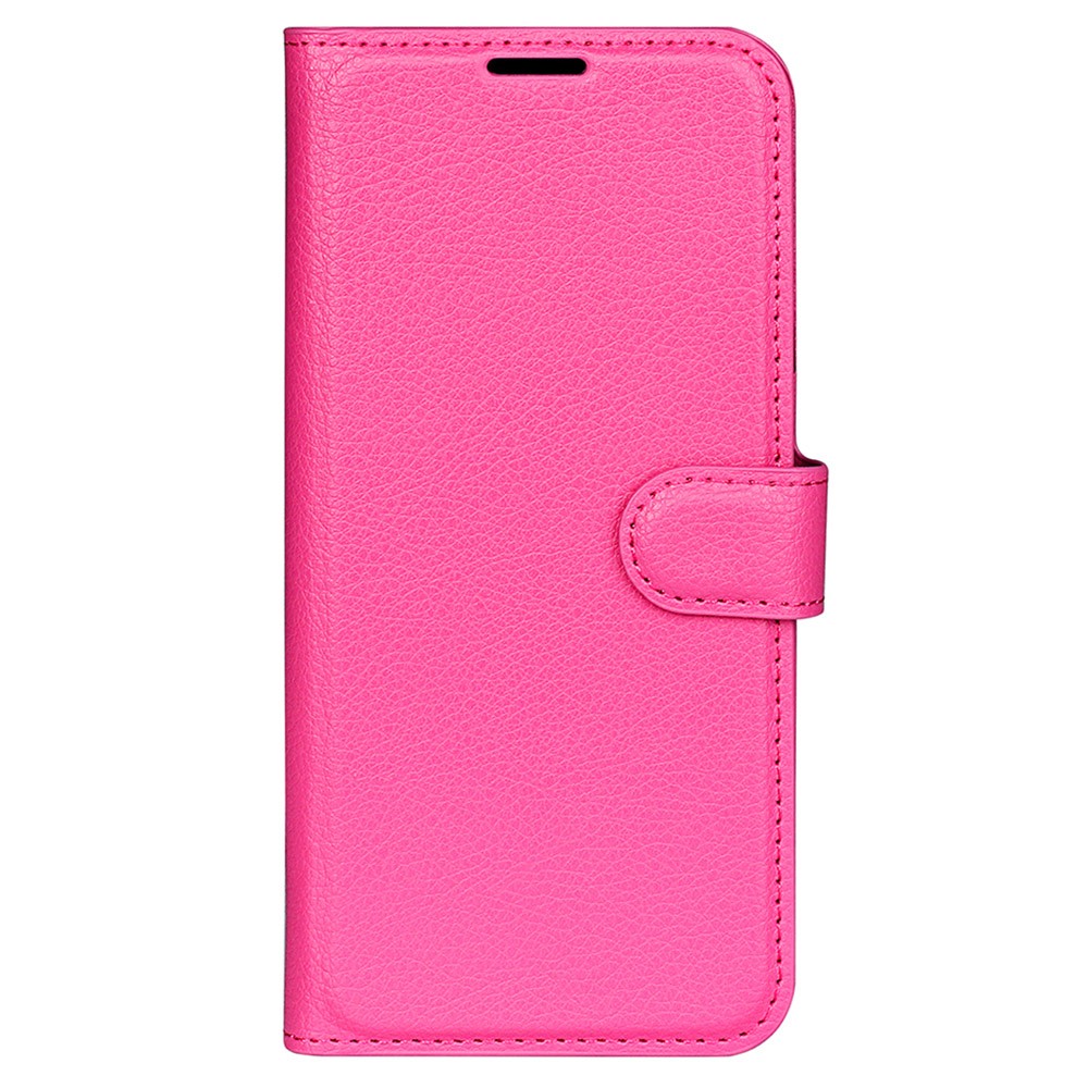  iPhone 15 Plus Fodral Litchi Textur Rosa