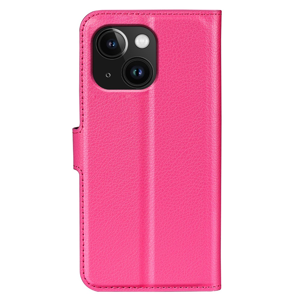  iPhone 15 Plus Fodral Litchi Textur Rosa