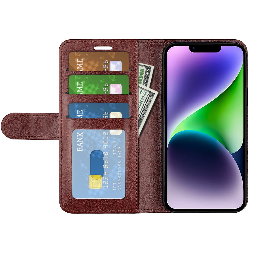  iPhone 15 Plus Fodral Crazy Horse Läder Brun