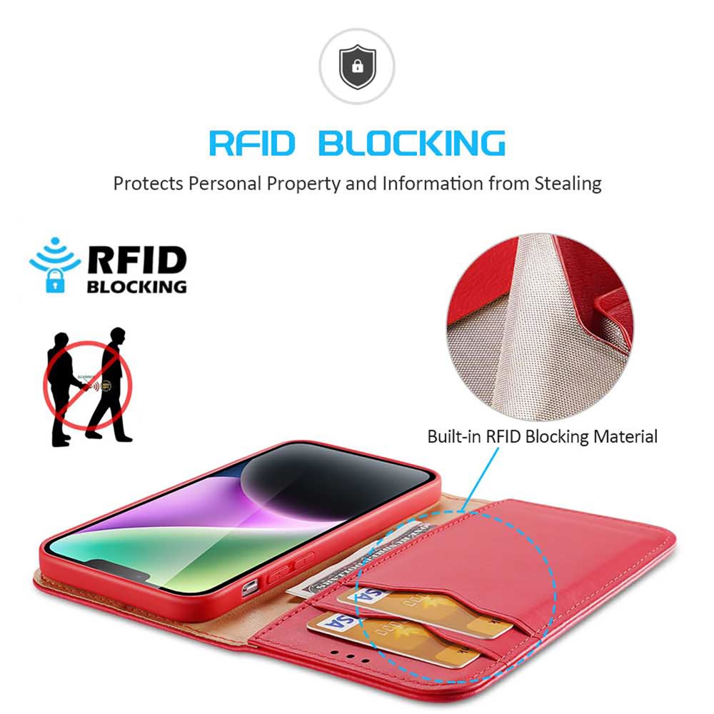 DUX DUCIS DUX DUCIS iPhone 15 Plus Fodral RFID Läder Röd