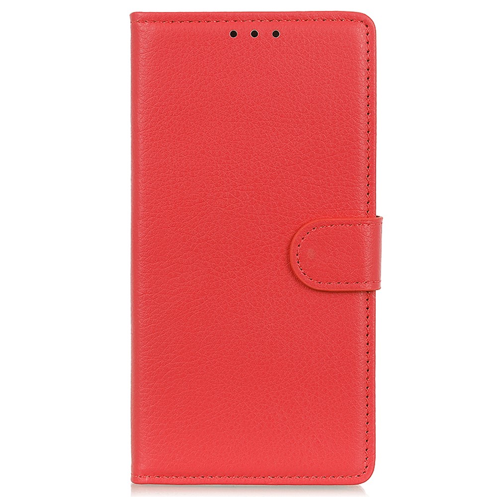  iPhone 15 Plus Fodral Litchi Läder Röd
