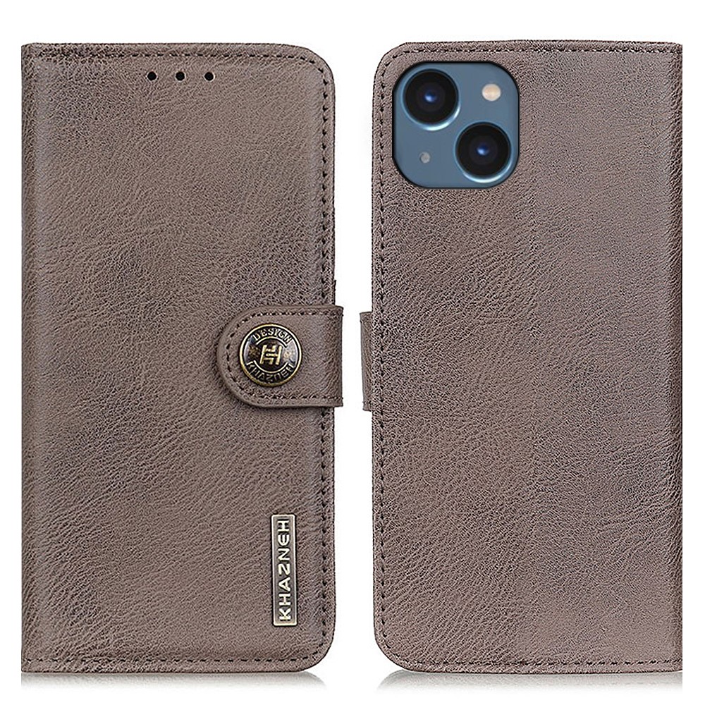 KHAZNEH KHAZNEH iPhone 15 Plus Fodral Läder Khaki