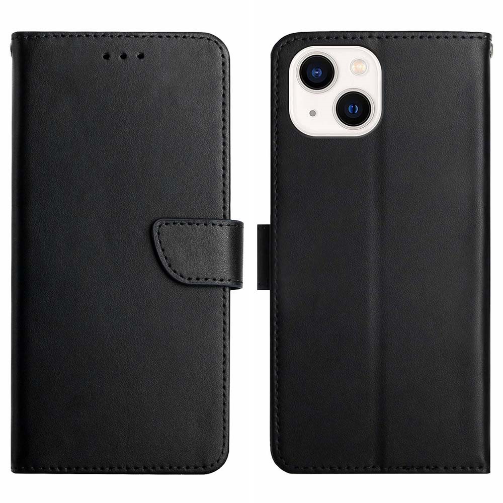 iPhone 15 Plus Fodral Äkta Läder Nappa Textur Svart
