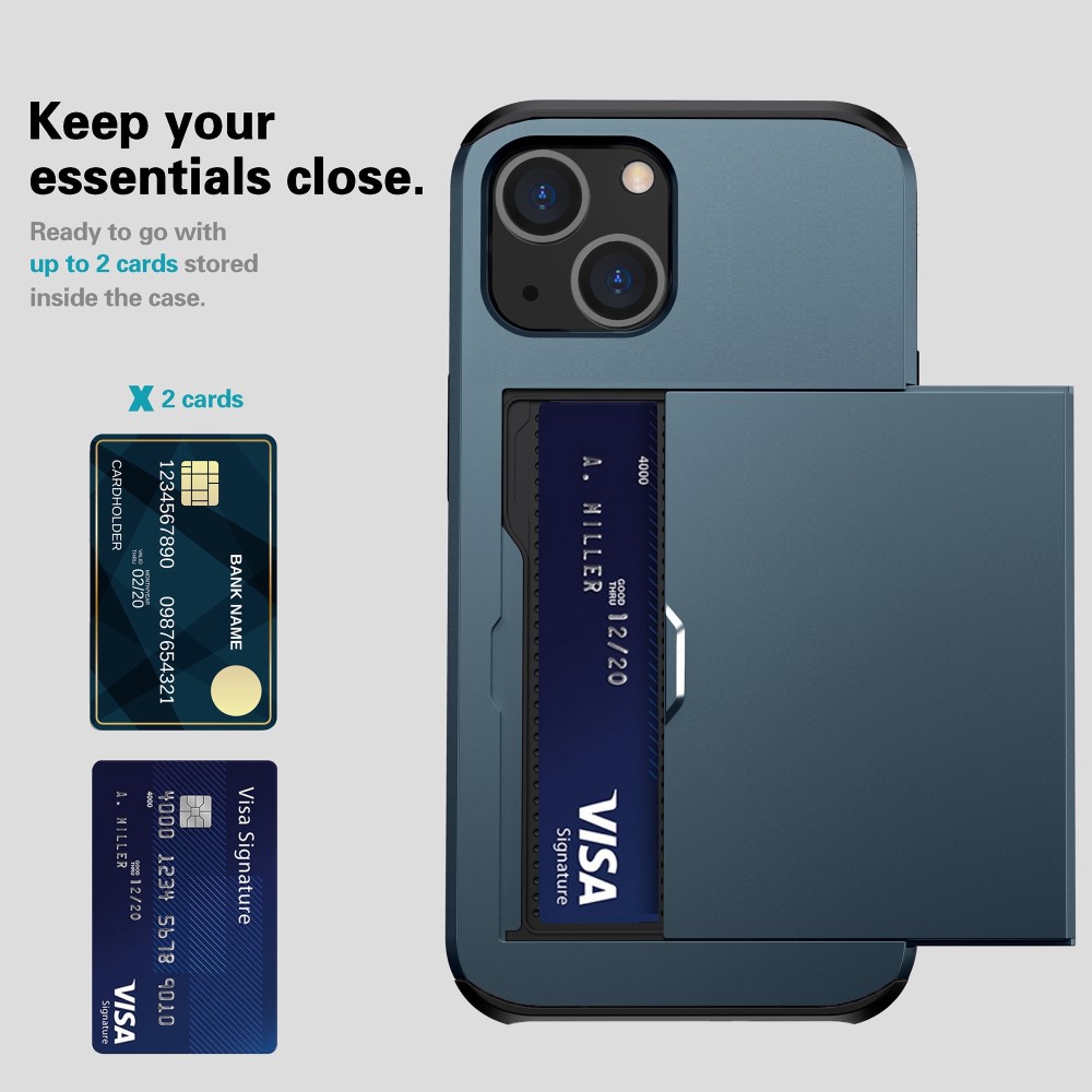  iPhone 15 Plus Skal Hybrid Med Kortfack Blå
