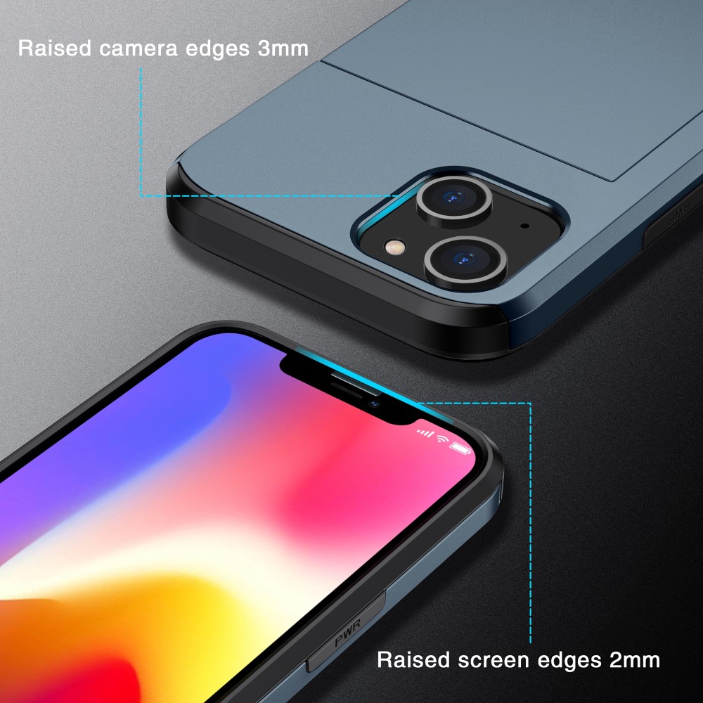  iPhone 15 Plus Skal Hybrid Med Kortfack Blå