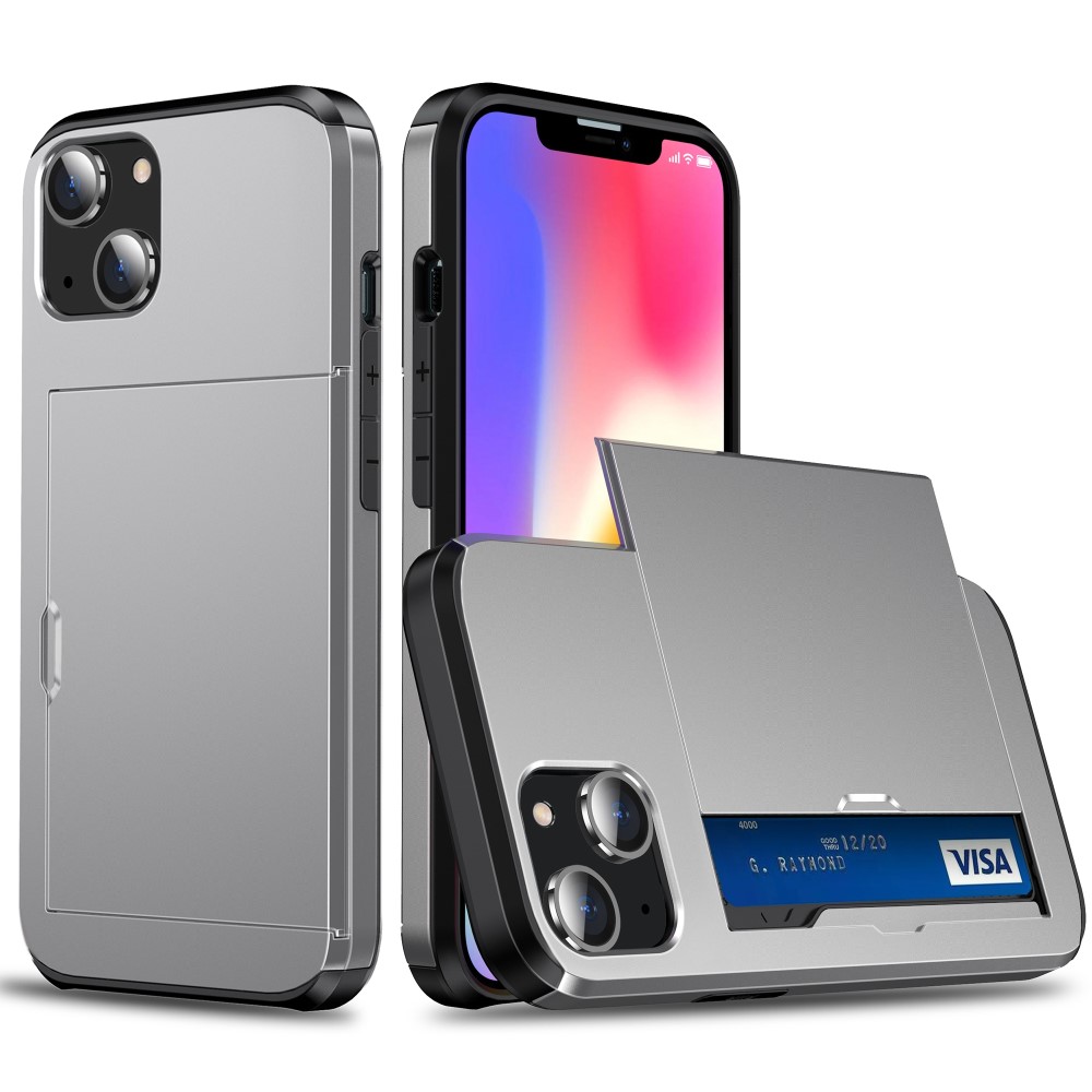  iPhone 15 Plus Skal Hybrid Med Kortfack Grå