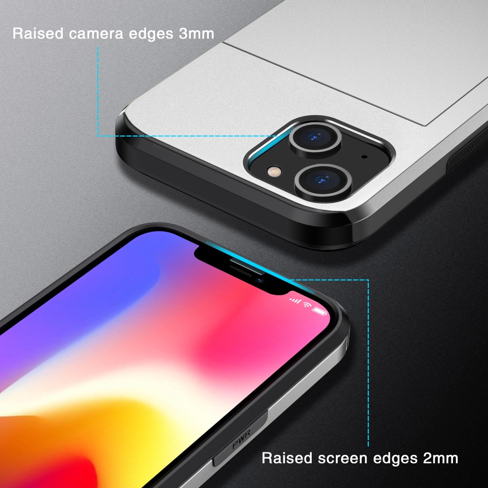  iPhone 15 Plus Skal Hybrid Med Kortfack Grå