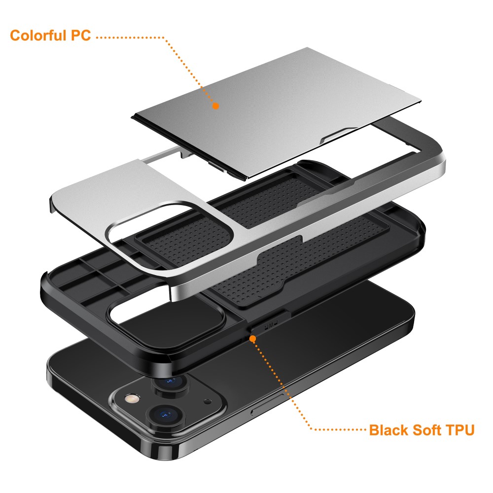  iPhone 15 Plus Skal Hybrid Med Kortfack Grå