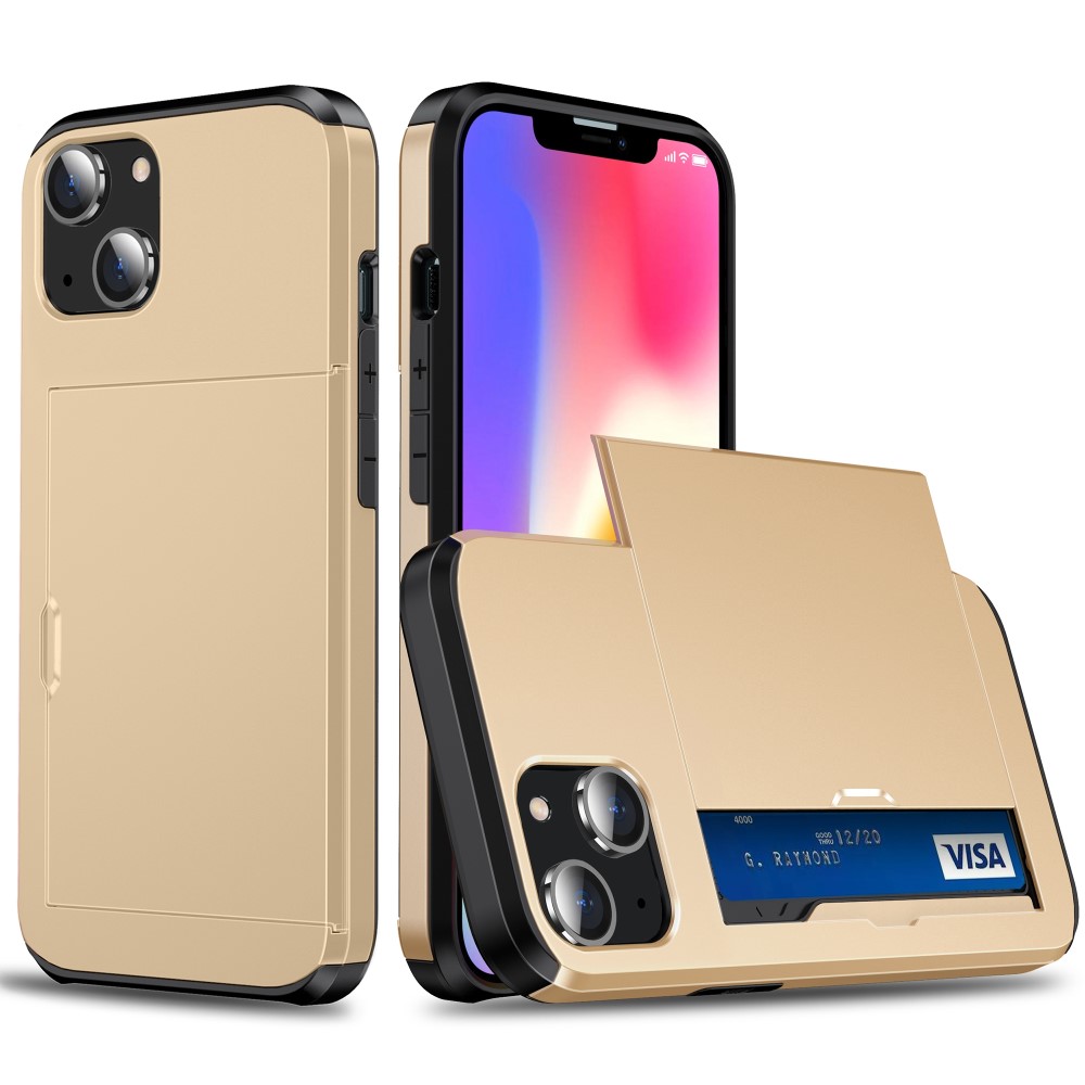  iPhone 15 Plus Skal Hybrid Med Kortfack Guld