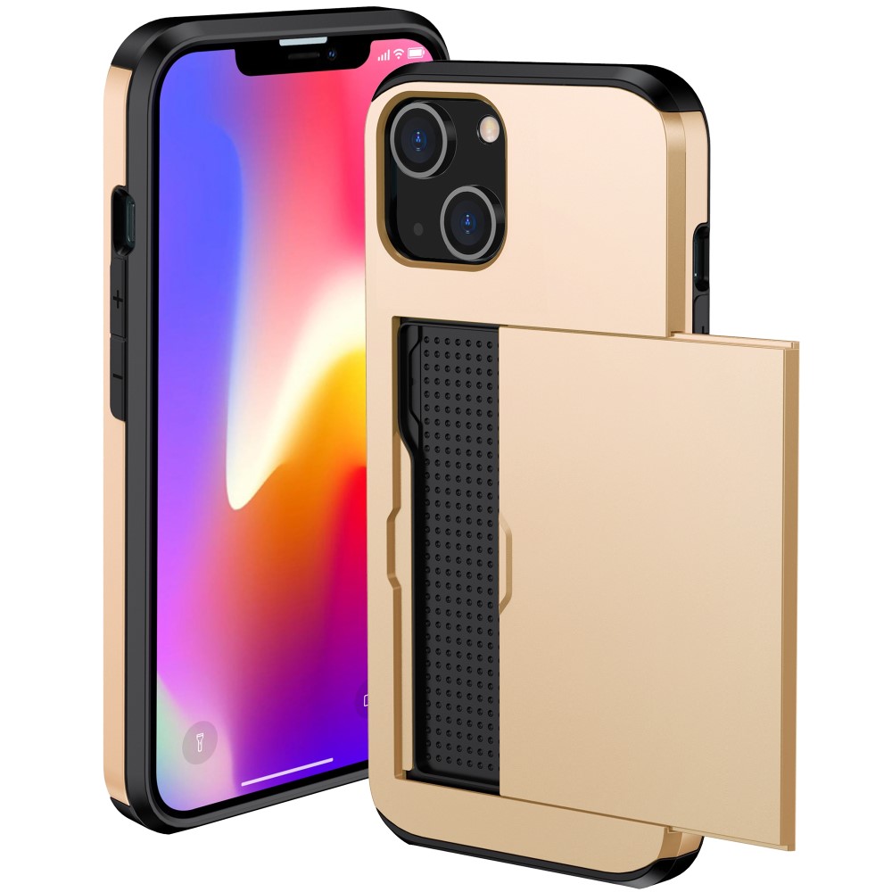  iPhone 15 Plus Skal Hybrid Med Kortfack Guld