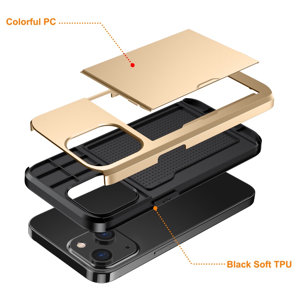  iPhone 15 Plus Skal Hybrid Med Kortfack Guld