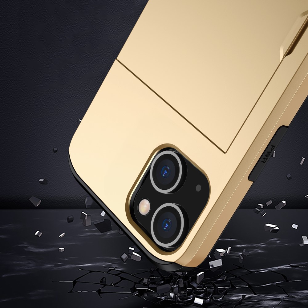  iPhone 15 Plus Skal Hybrid Med Kortfack Guld
