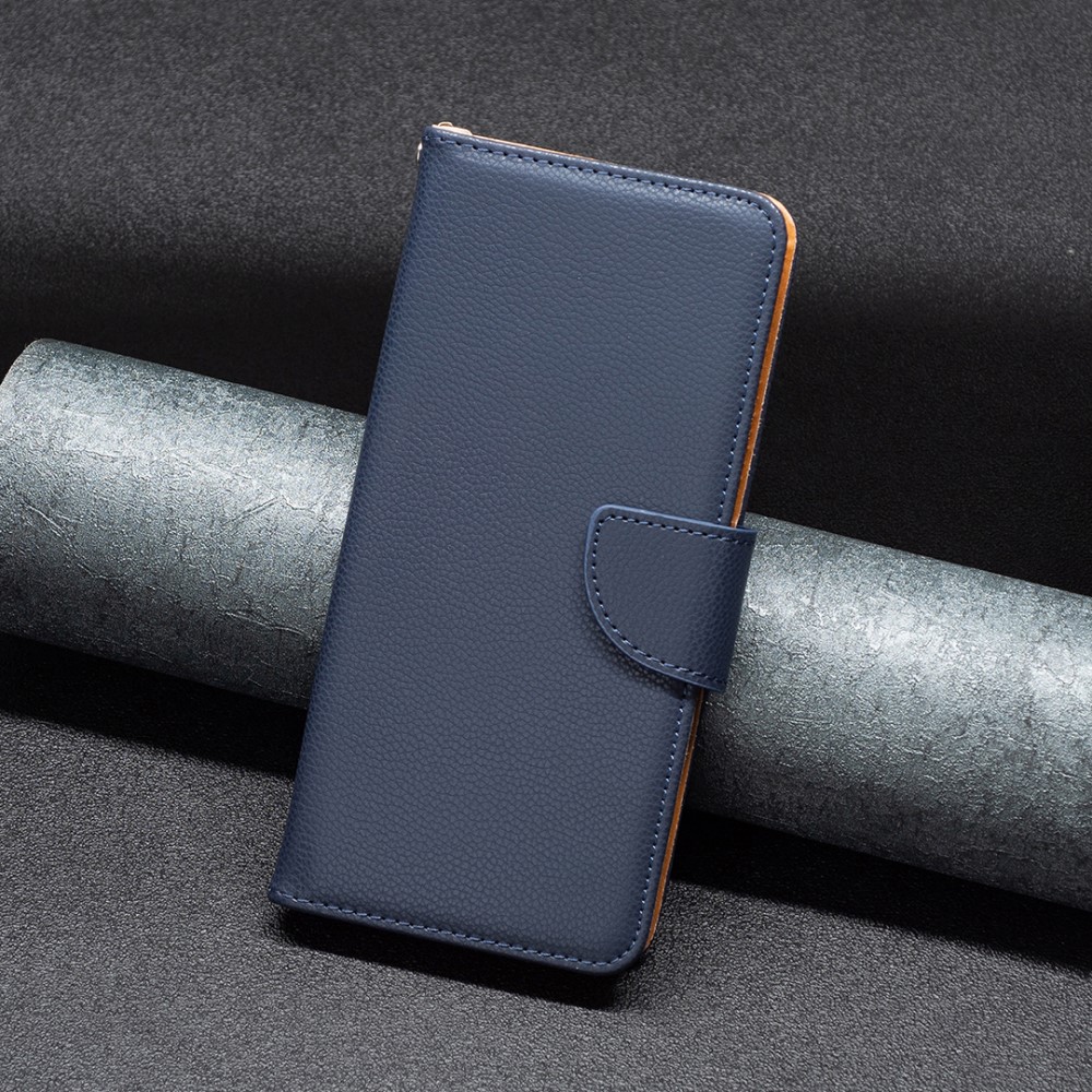  iPhone 15 Plus Fodral Shark Litchi Läder Blå