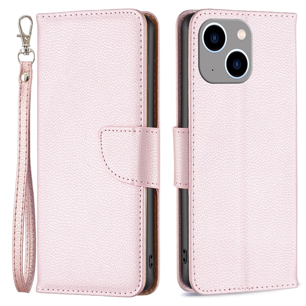 iPhone 15 Plus Fodral Shark Litchi Läder Roséguld