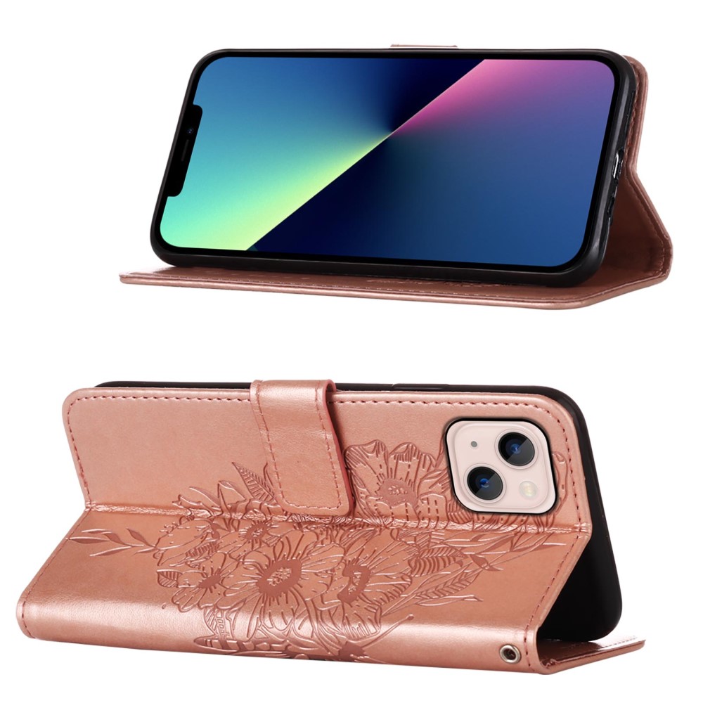  iPhone 15 Plus Fodral Med Tryck Fjäril Roséguld
