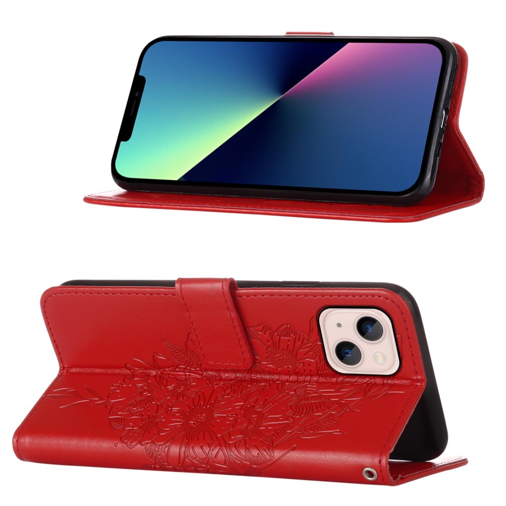  iPhone 15 Plus Fodral Med Tryck Fjäril Röd