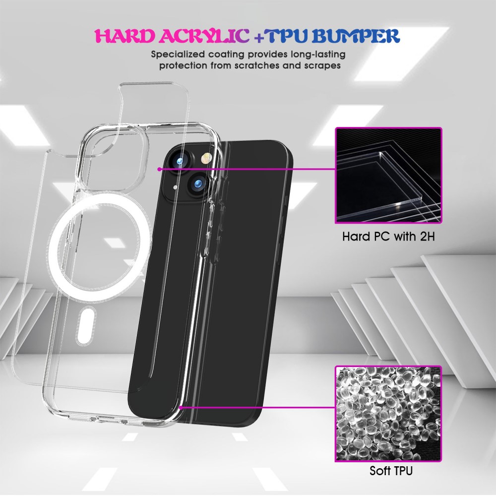  iPhone 15 Plus Skal MagSafe Hybrid Transparent