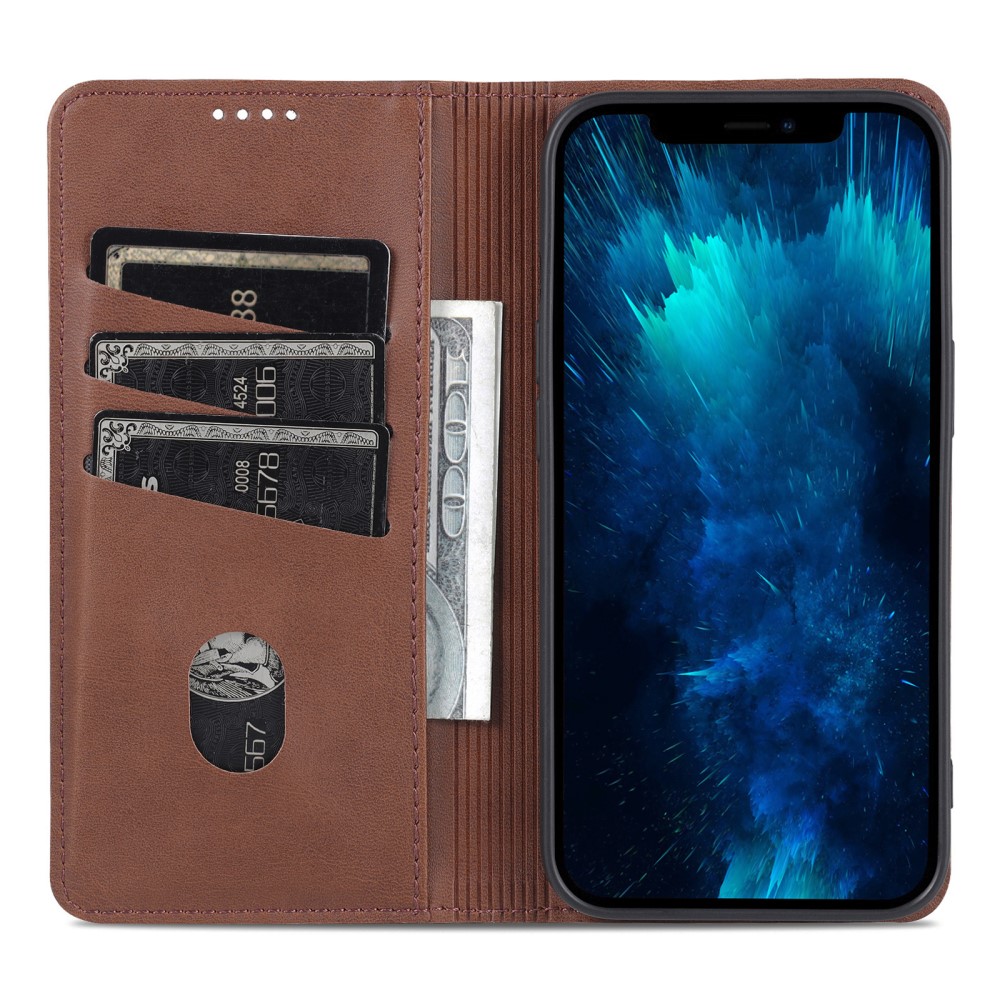 AZNS AZNS iPhone 15 Plus Fodral Flip Läder Brun