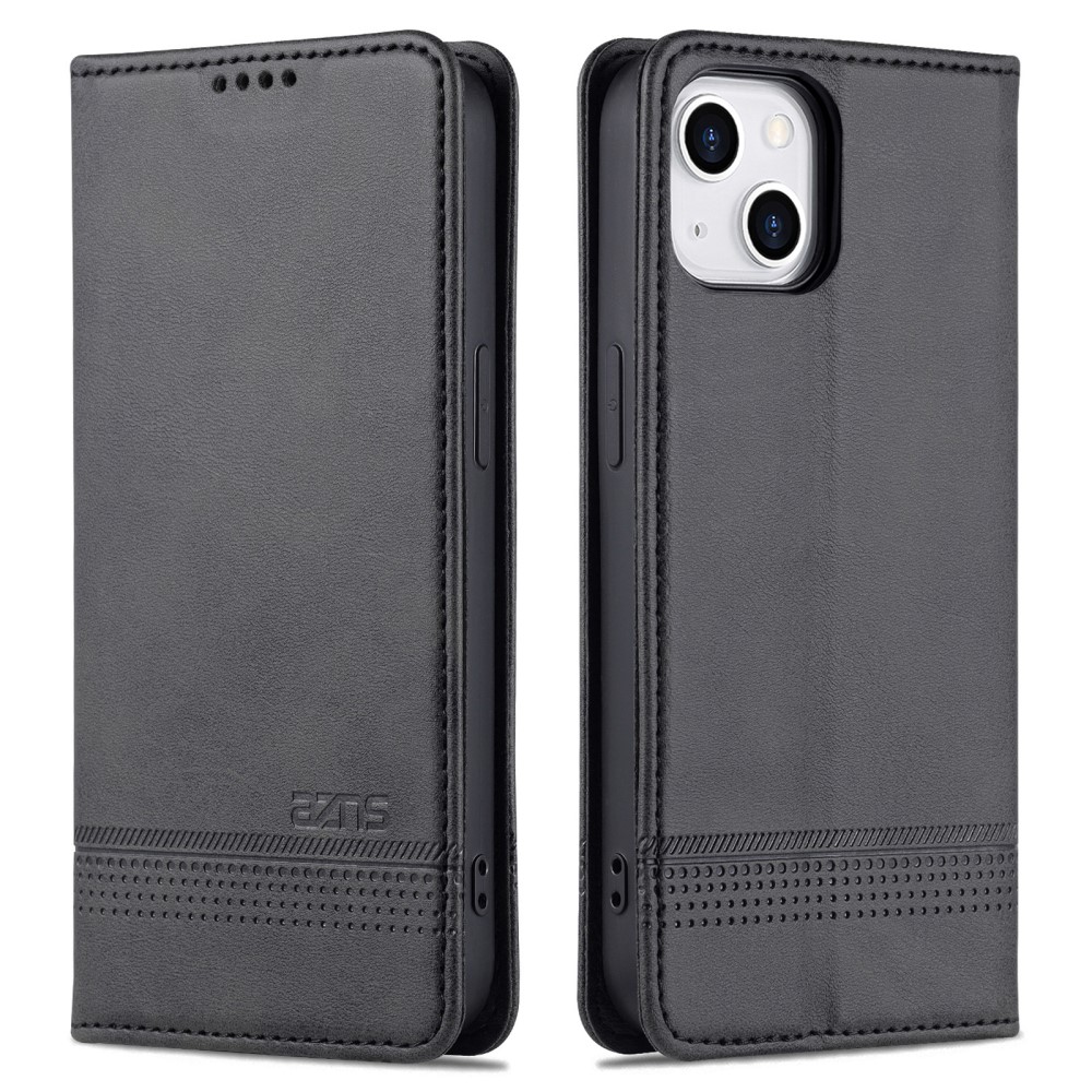 AZNS AZNS iPhone 15 Plus Fodral Flip Läder Svart