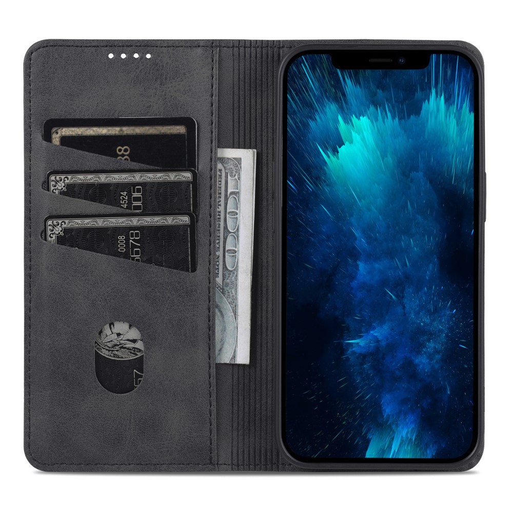 AZNS AZNS iPhone 15 Plus Fodral Flip Läder Svart