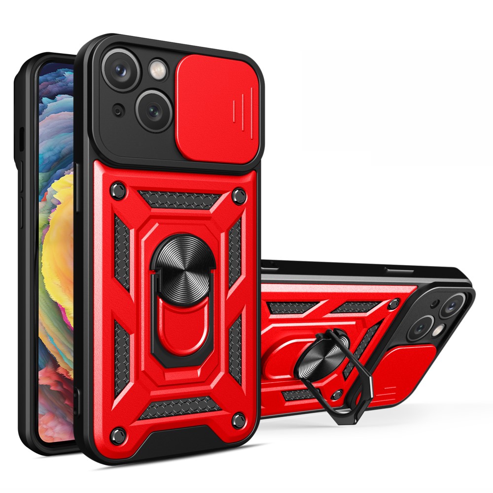 iPhone 15 Plus Skal CamShield Hybrid Ring Röd