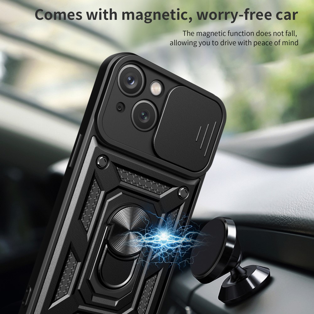  iPhone 15 Plus Skal CamShield Hybrid Ring Röd