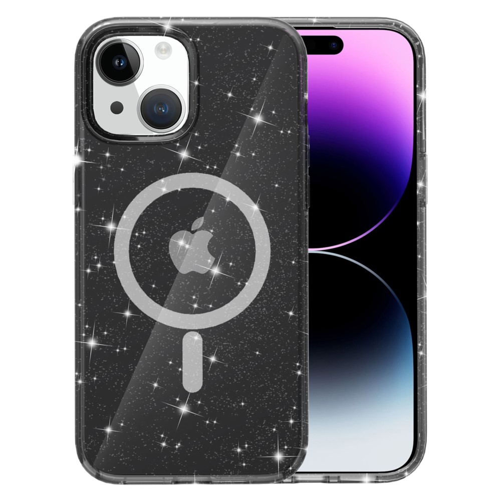  iPhone 15 Plus Skal MagSafe Hybrid Glitter Svart