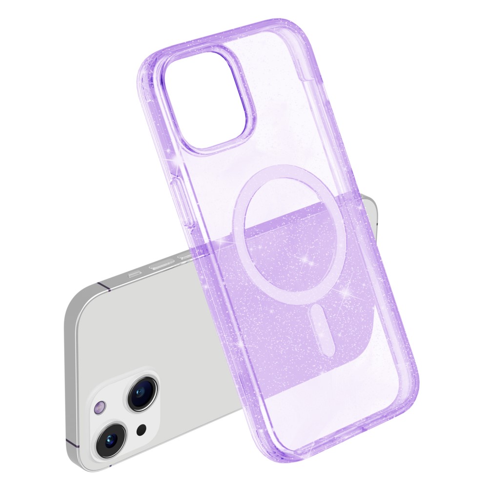  iPhone 15 Plus Skal MagSafe Hybrid Glitter Lila