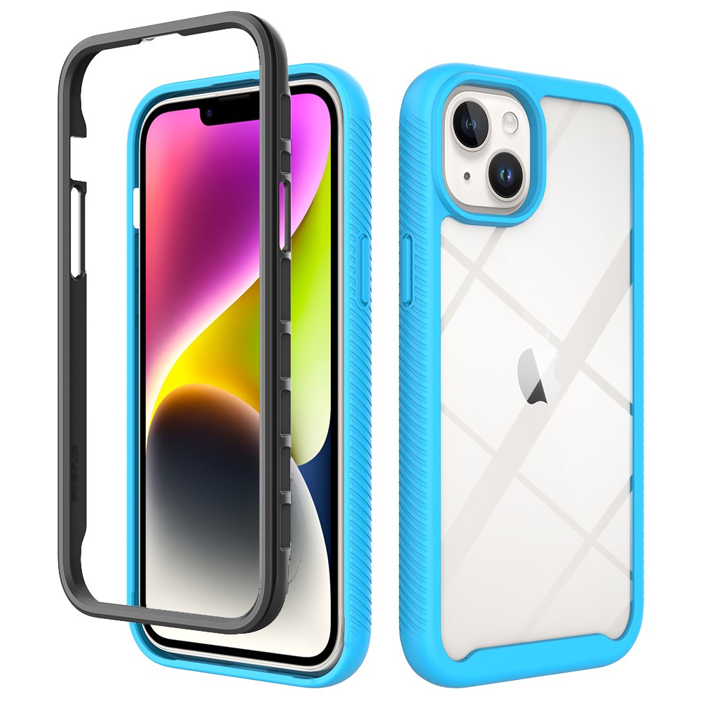  iPhone 15 Plus Skal Shockproof Med Frontram Ljus Blå