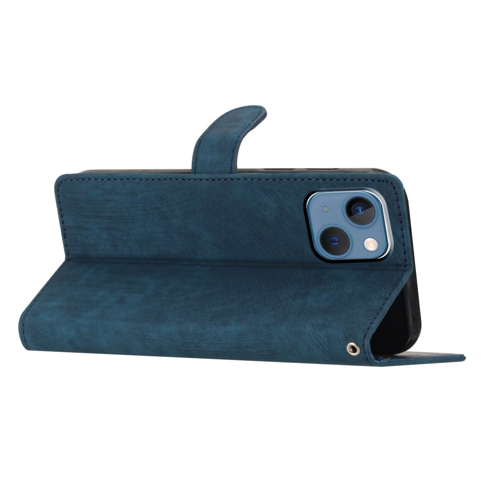  iPhone 15 Plus Fodral Skin Touch Läder Blå