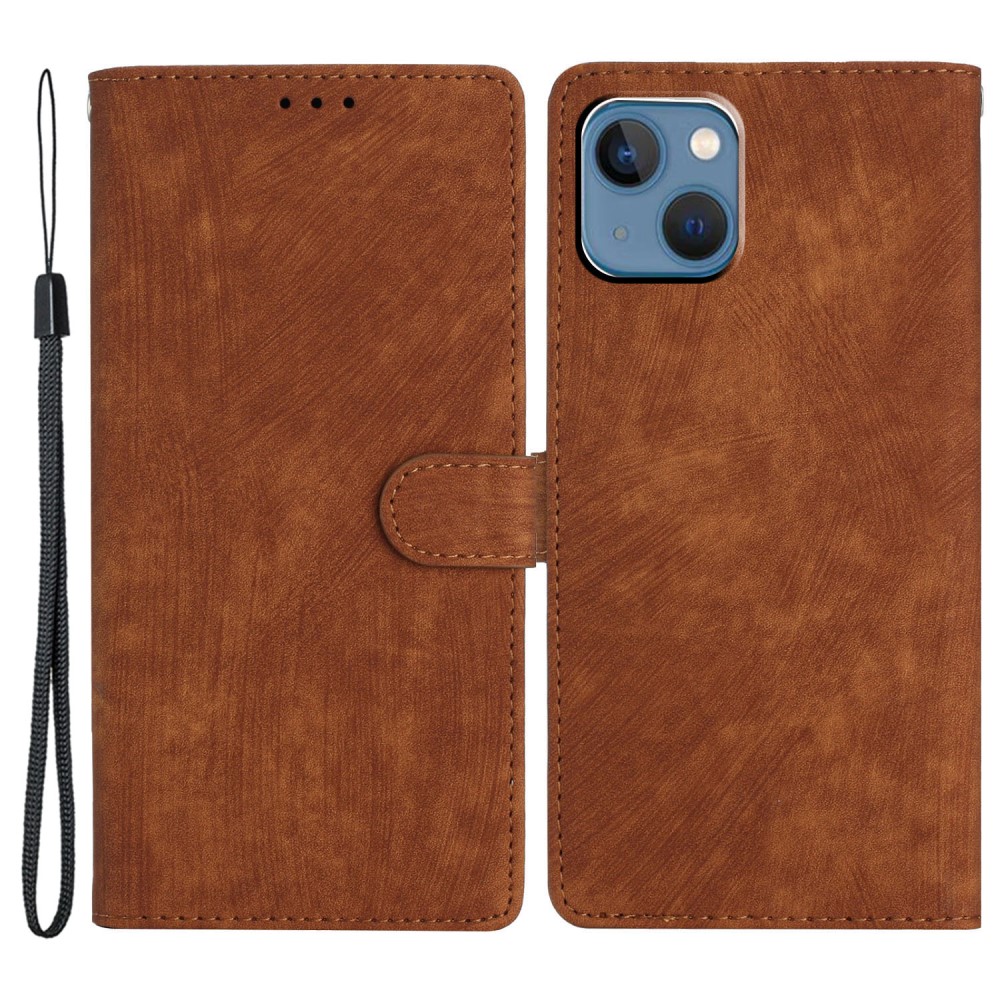  iPhone 15 Plus Fodral Skin Touch Läder Brun